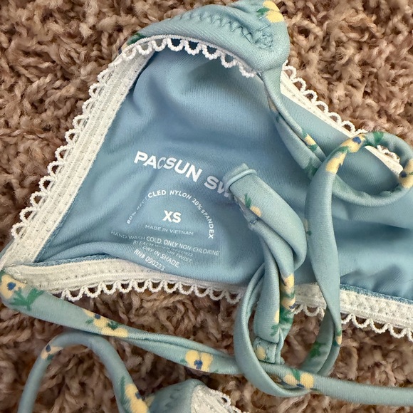 PacSun Light Blue Floral Lace-Trim Bikini Set - Picture 3 of 3